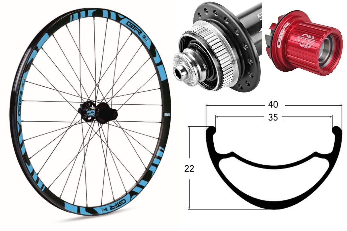 Rueda trasera aluminio E-MTB GTR SL35 27,5" Azul Disc Center Lock Boost Shimano MS
