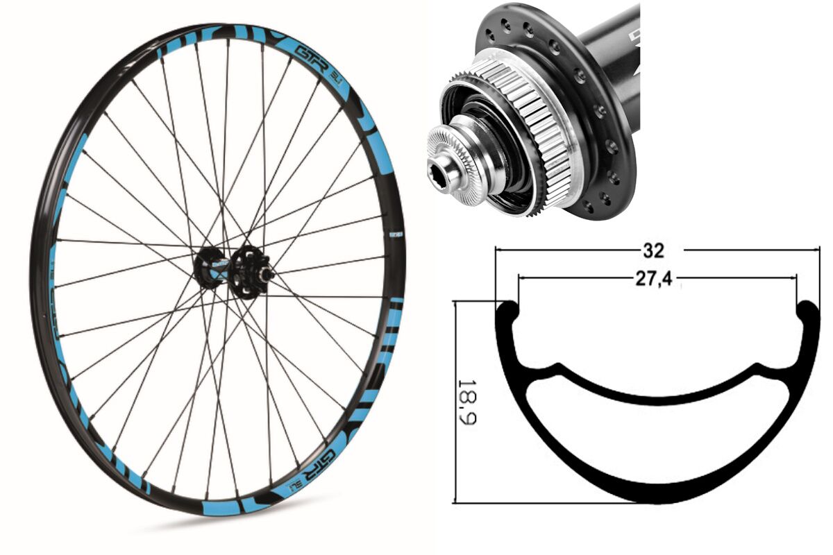 Rueda delantera aluminio MTB GTR SL27 27,5" Azul Disc Center Lock