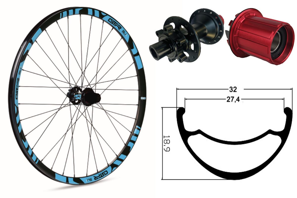 Rueda trasera aluminio MTB GTR SL27 29" Azul Disc 6 Tornillos Shimano