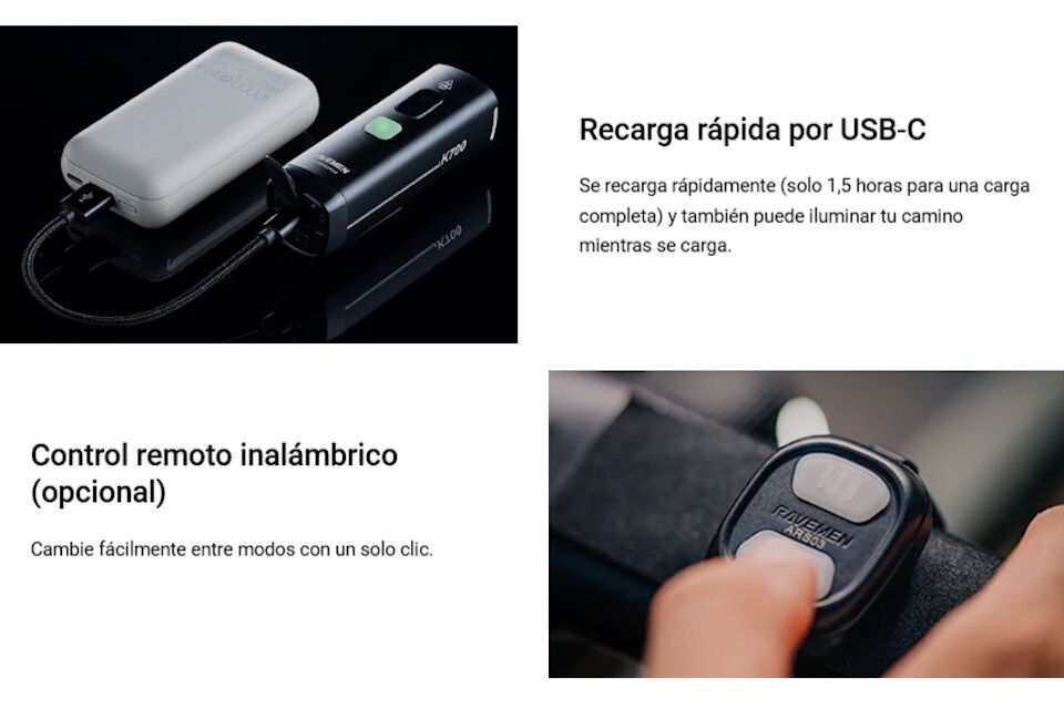 Foco delantero Ravemen K450 450 Lúmenes con AI - Imagen 5