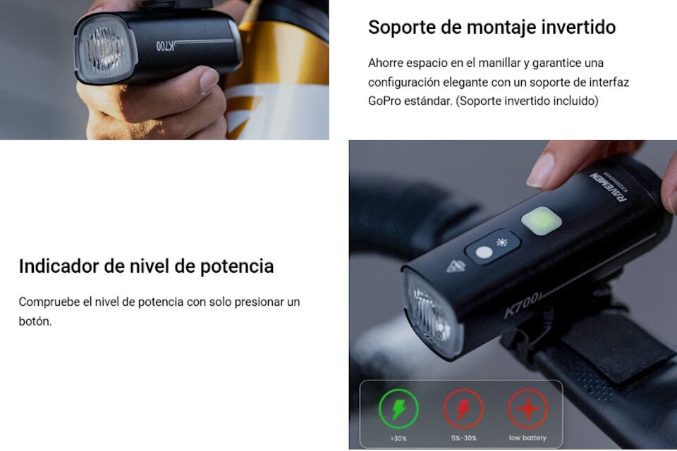 Foco delantero Ravemen K450 450 Lúmenes con AI - Imagen 6