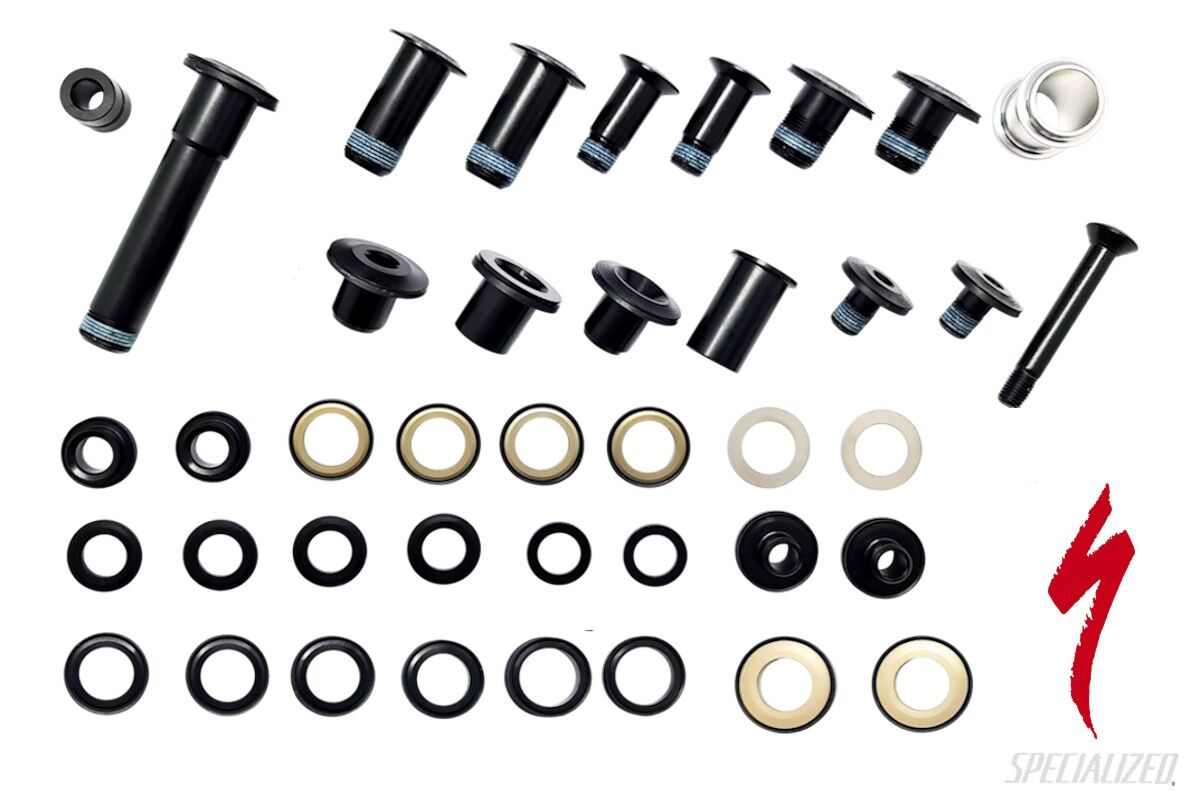 Kit de pernos de pivote de suspensión original Specialized S190500002 para Demo FSR F1 2019, incluye pernos de acero y aleación, espaciadores y piezas para el sistema de suspensión.