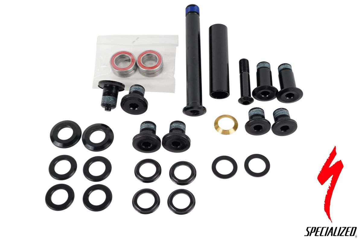 Kit pernos pivote suspensión Specialized Kenevo FSR 2020 Gen2 S194200045, incluye pernos, espaciadores y cojinetes originales para restaurar la suspensión trasera de bicicletas Turbo Kenevo.