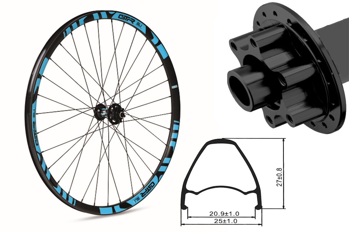 Rueda delantera aluminio MTB GTR SL20 27,5" Azul 6 Tornillos Lock Boost
