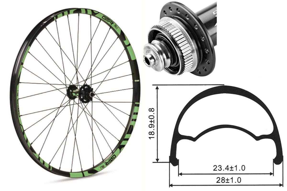 Rueda delantera aluminio MTB GTR SL23 27,5" Verde Disc Center Lock Boost