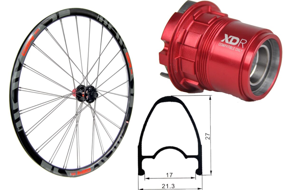 Rueda trasera aluminio carretera GTR RR17 Rojo Disc 6 Tornillos SRAM