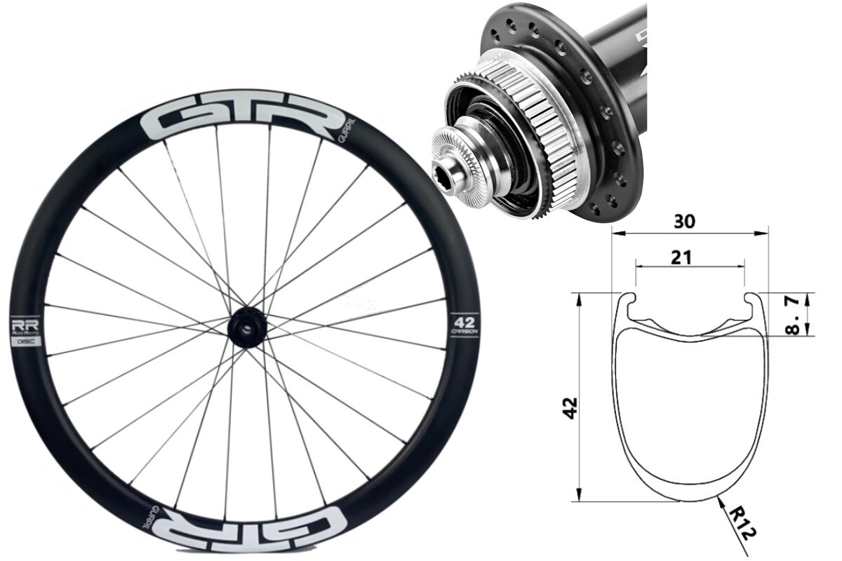 Rueda delantera carbono Carretera GTR RR42 Blanco Center Lock