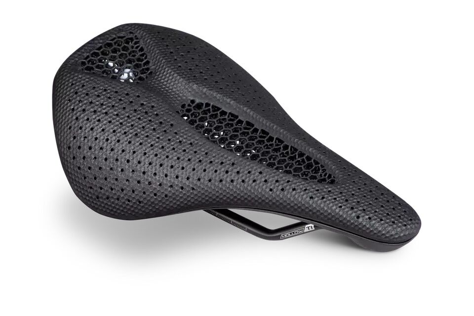 "Sillín Specialized Power Pro with Mirror con diseño Body Geometry, tecnología Mirror de impresión 3D, carcasa de fibra de carbono reciclada y raíles de titanio, ideal para ciclismo de carretera, Gravel y Trail."