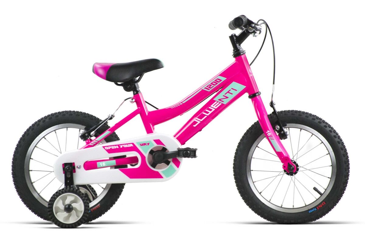 Bicicleta infantil de color rosa de acero ultraligero para niñ@s de 5 a 7 años entre 119 y 125 cm de alturaa y componentes de calidad