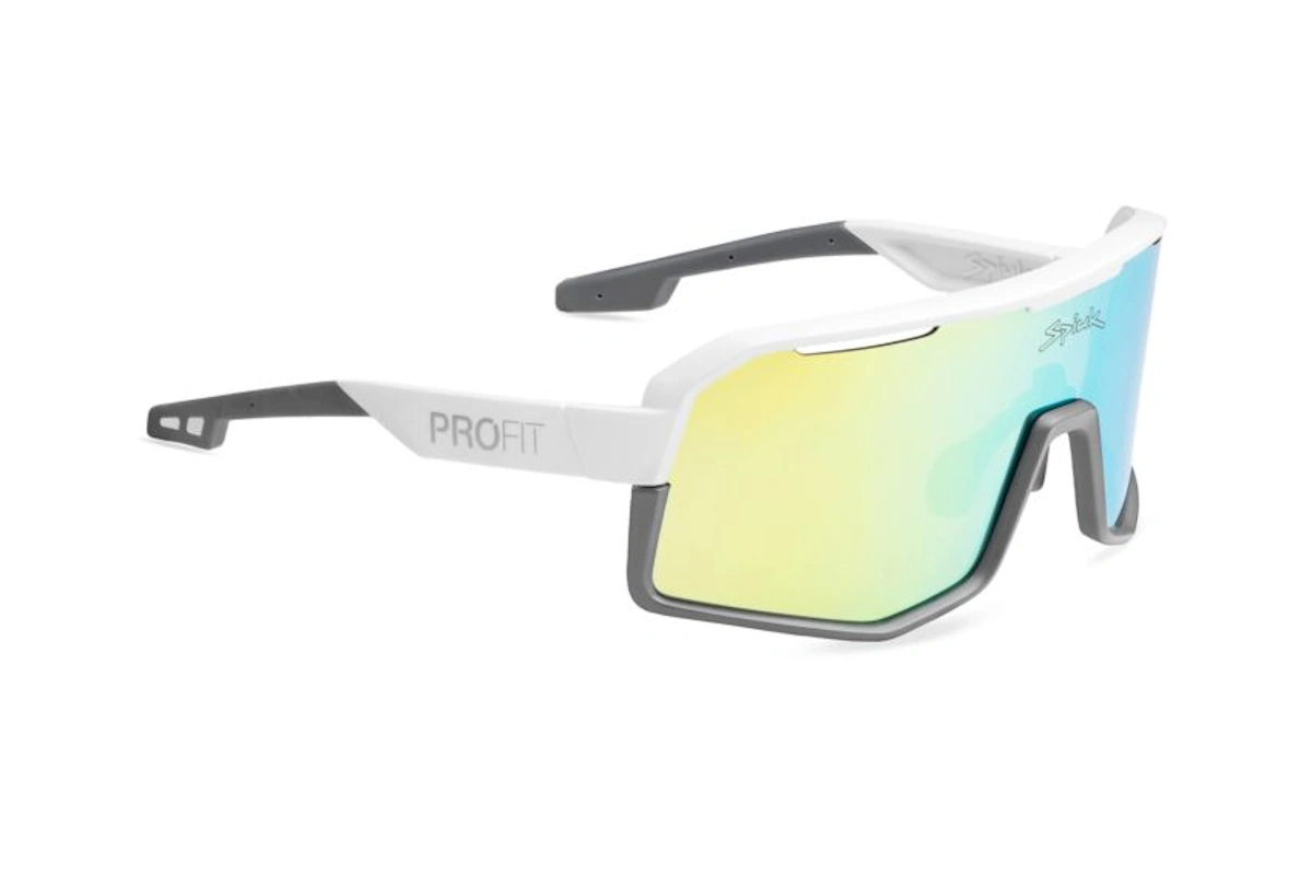 Gafas de ciclismo Spiuk PROFIT V3 blanco gris full amarillo con pantalla única y protección UV400