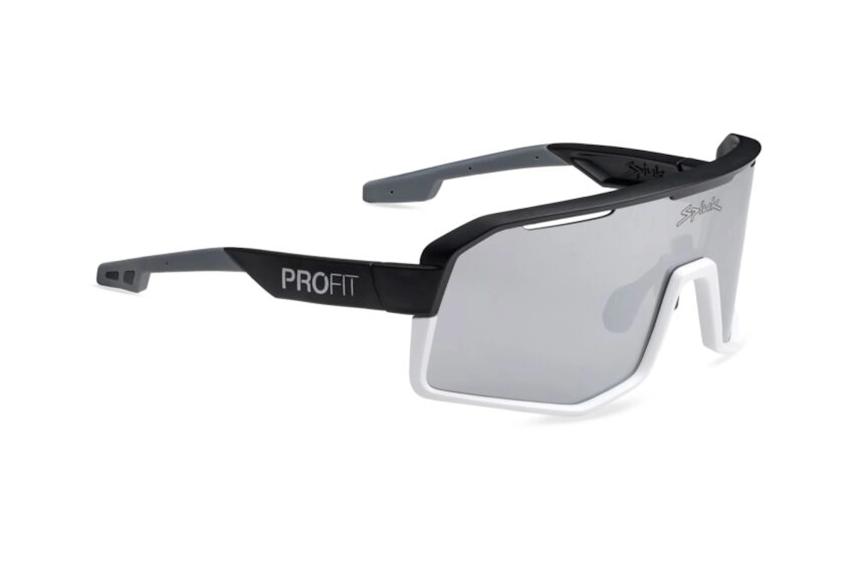 Gafas de ciclismo Spiuk PROFIT V3 negro blanco espejo plata con pantalla única y protección UV400