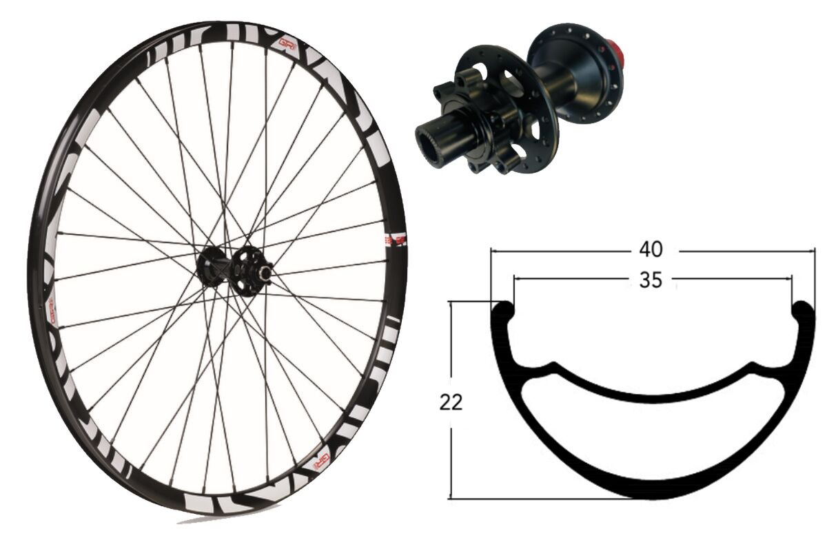 Rueda delantera aluminio E-MTB GTR SL35 27,5" Blanco Disc 6 Tornillos Boost