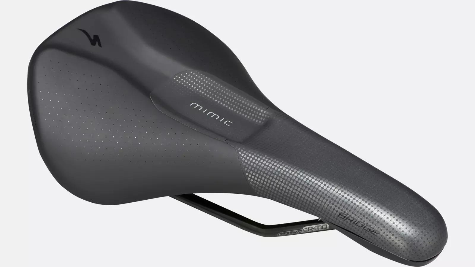 Sillín Specialized Bridge Comp con MIMIC negro, tecnología MIMIC multicapa, canal Body Geometry, cobertura carbono, raíles Cr-Mo, 143 mm, 155 mm y 168 mm