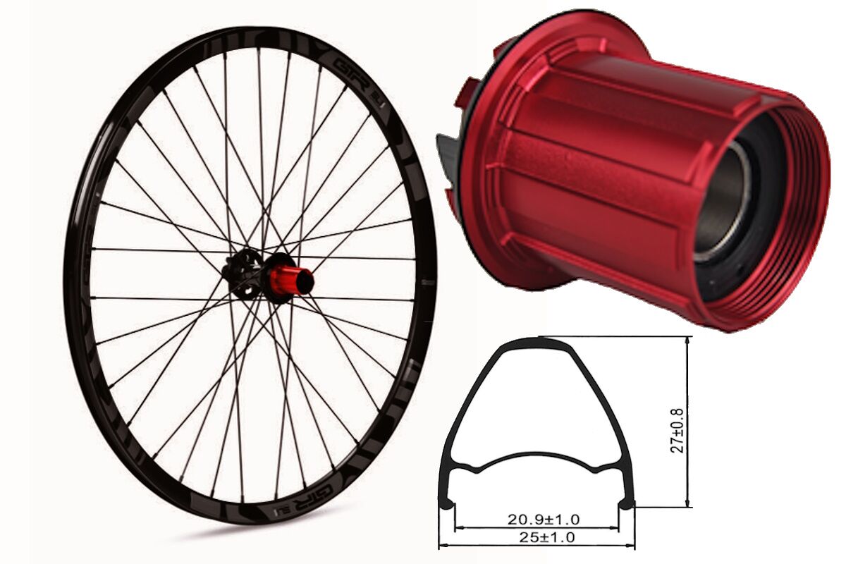 Rueda trasera aluminio MTB GTR SL20 27,5" Gris Disc Center Lock Shimano