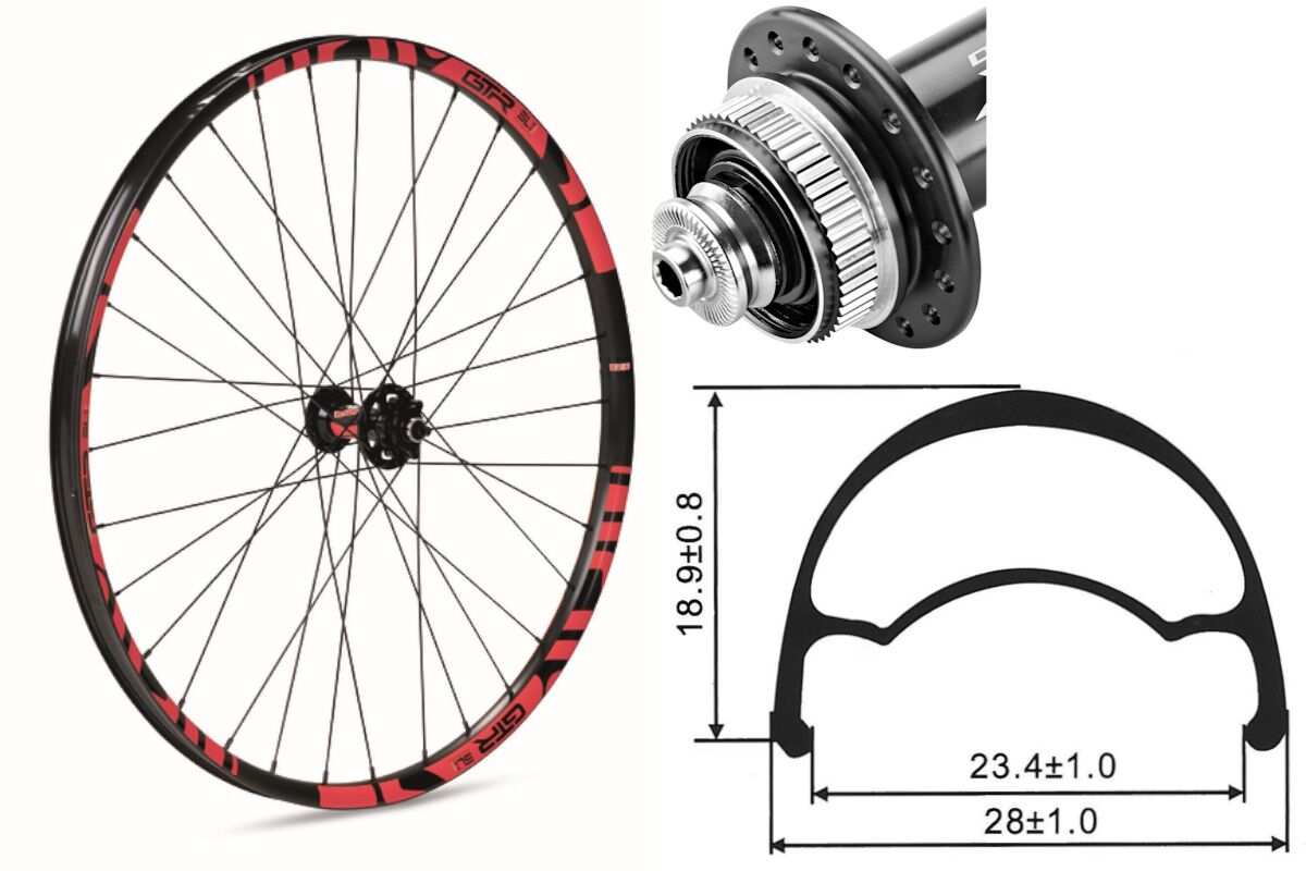 Rueda delantera aluminio MTB GTR SL23 27,5" Rojo Disc Center Lock