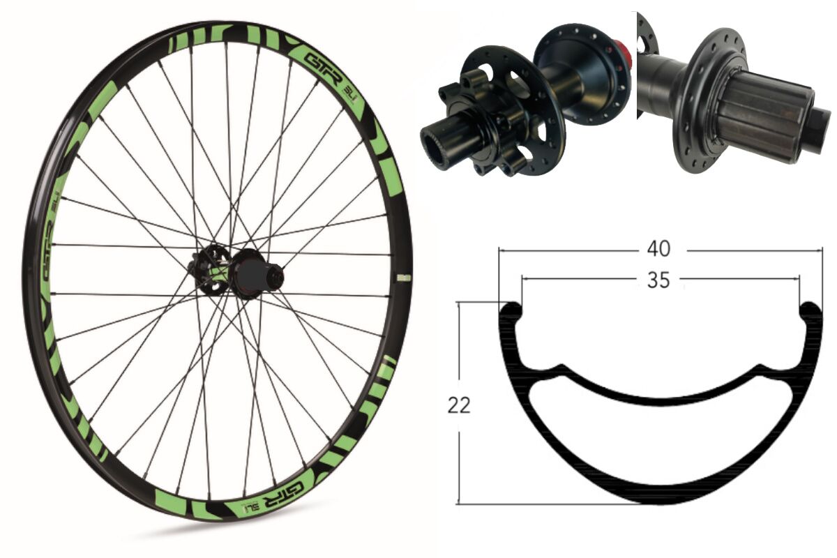 Rueda trasera Reforzada para E-MTB GTR SL35 27,5" Verde Disc 6 Tornillos Boost Shimano