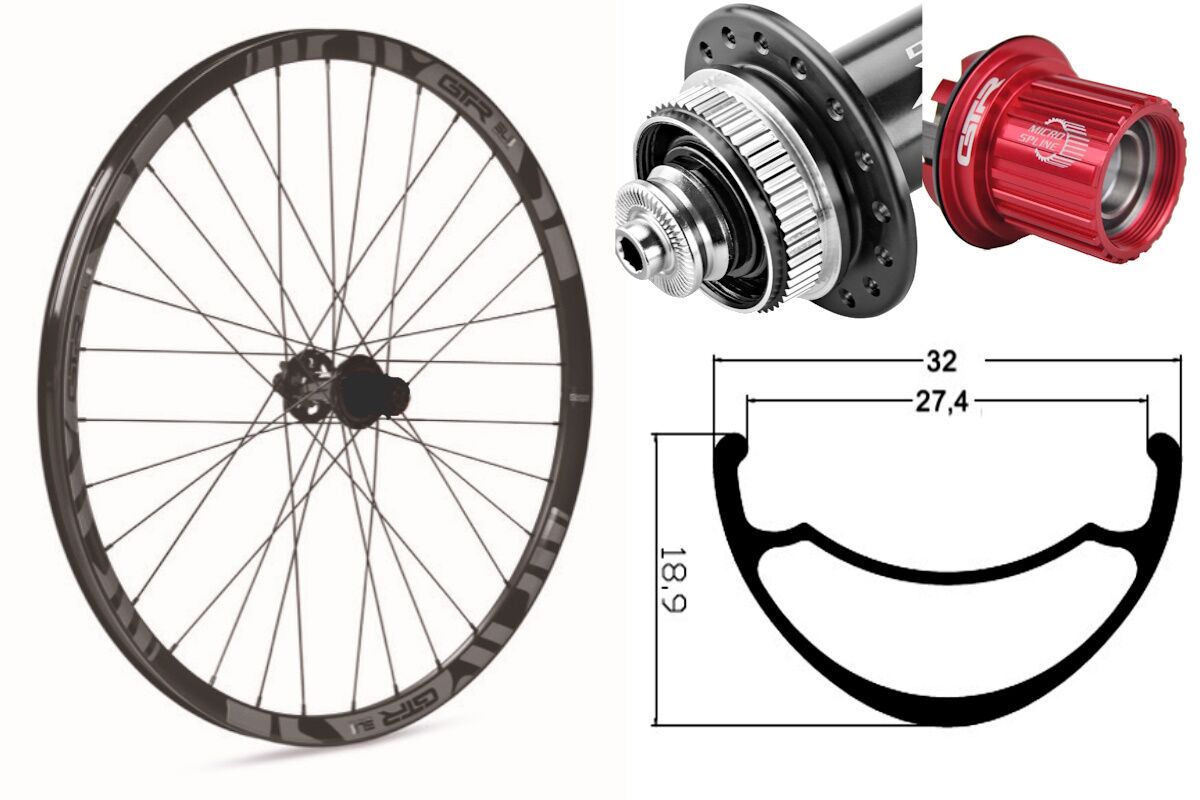 Rueda trasera aluminio MTB GTR SL27 29" Gris Disc Center Lock Boost Shimano MS
