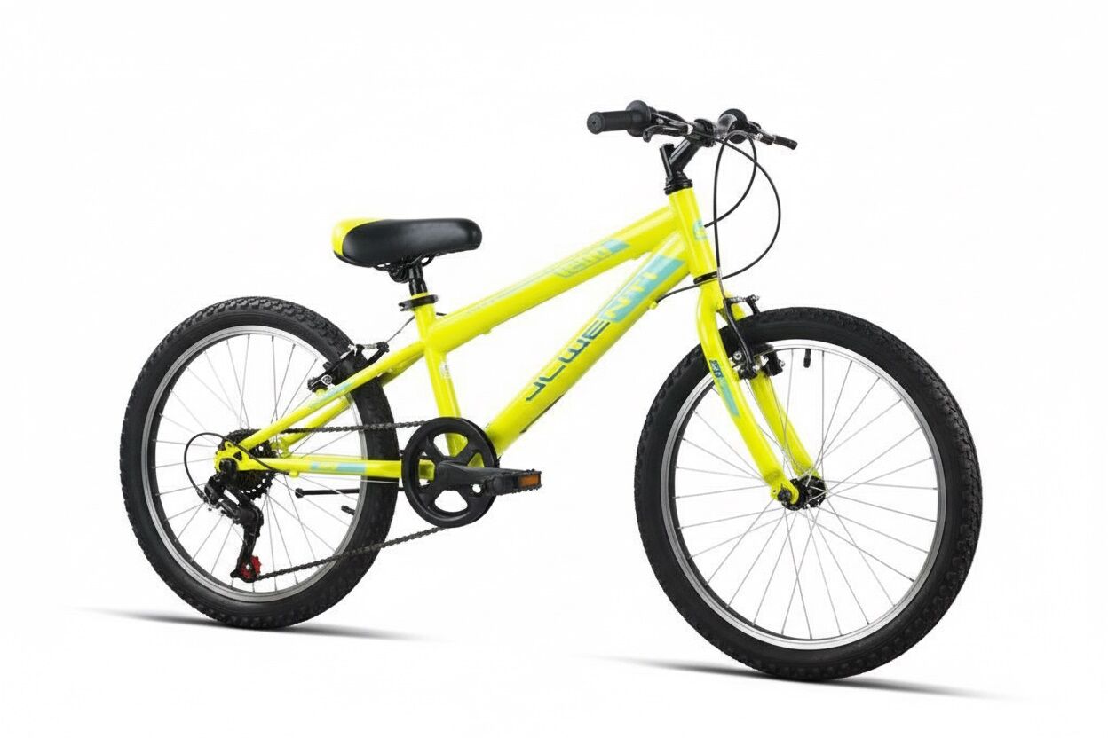 Bicicleta infantil de 20 pulgadas con barra alta tipo mtb con 5 velociades color amarillo