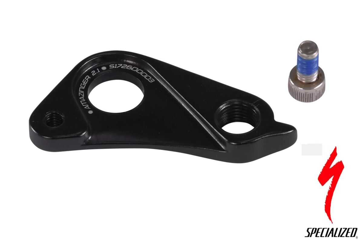Compra la patilla de cambio trasero Specialized Amazinger 2.1 S172600003. Compatible con cuadros con eje pasante y freno de disco. Incluye tornillo M5 de montaje.