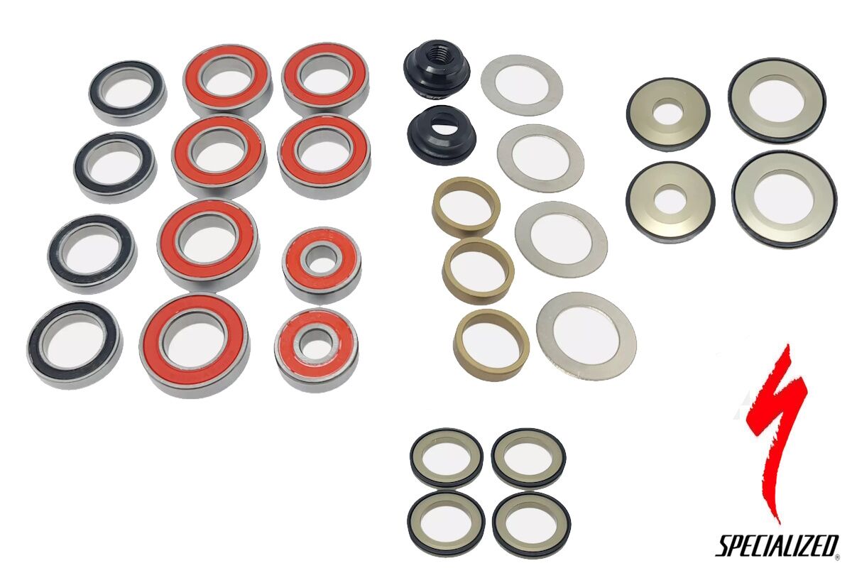 Kit completo de rodamientos y pernos de pivote de suspensión Specialized Demo 8 FSR 2015-2020 (S150600001). Incluye todos los cojinetes y espaciadores de pivote.
