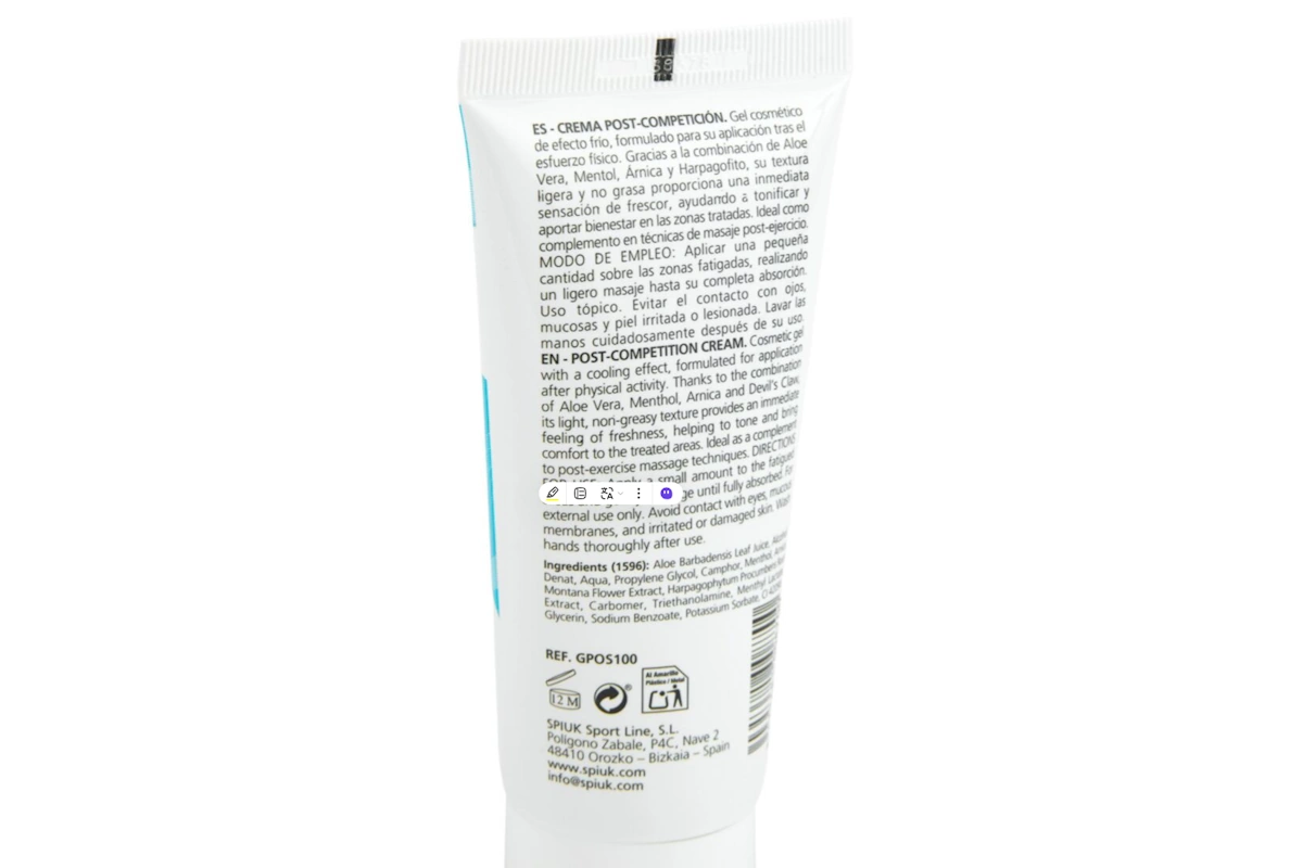Crema Relajante Spiuk PostCompetición Gel Criogénico