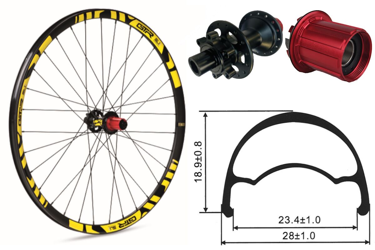 Rueda delantera aluminio MTB GTR SL23 27,5" Amarillo 6 Tornillos Lock Boost
