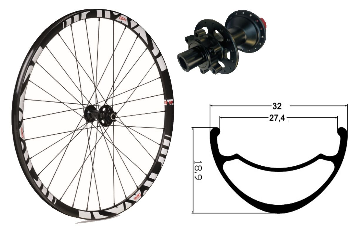 Rueda delantera aluminio MTB GTR SL27 29" Blanco Disc 6 Tornillos