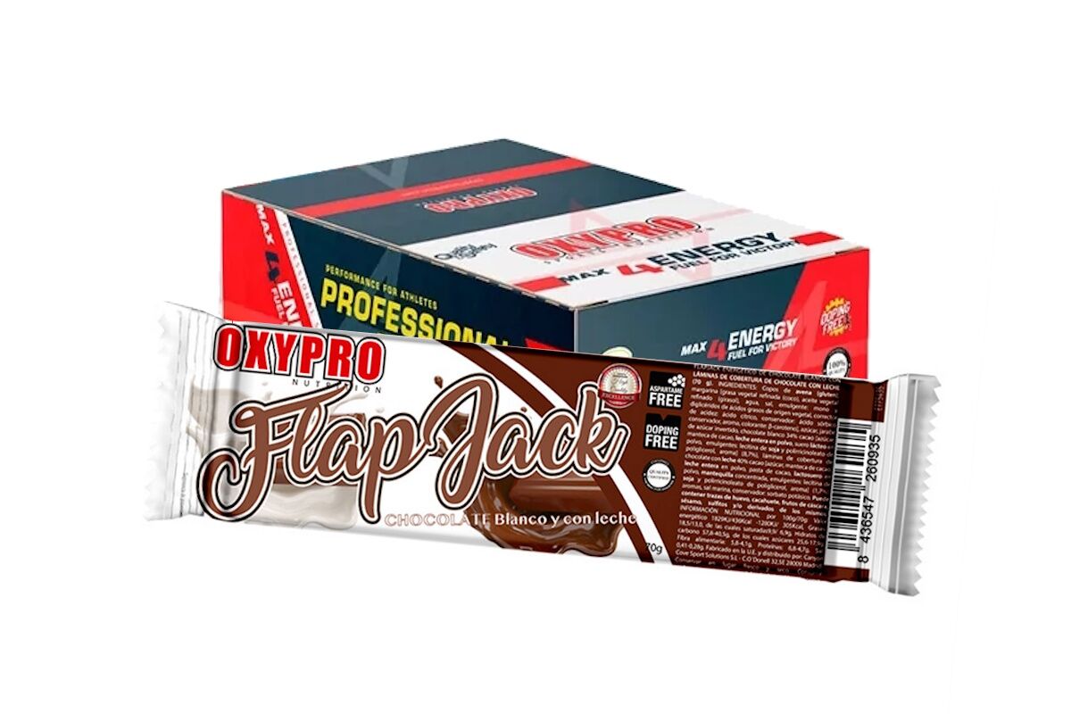 Barrita de avena OXIPRO - FLAP JACK - Chocolate blanco y con leche - Imagen 3