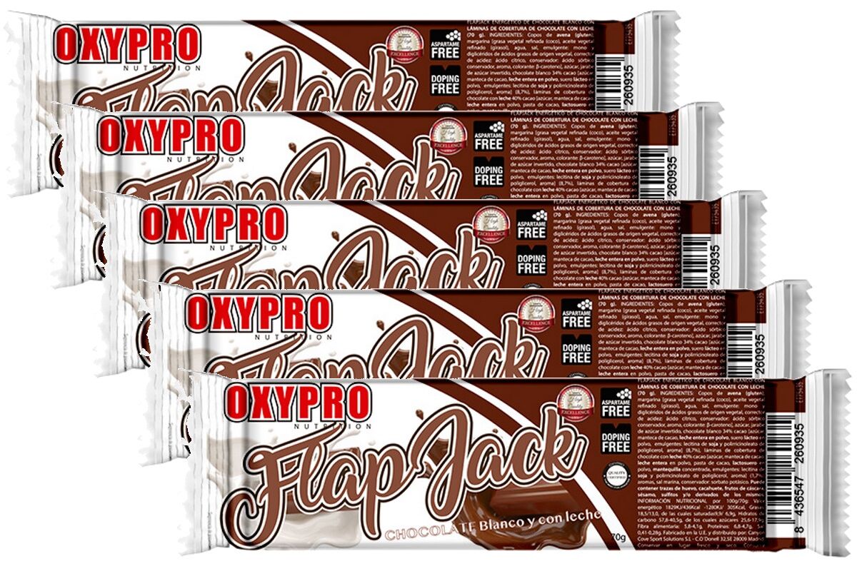 Barrita de avena OXIPRO - FLAP JACK - Chocolate blanco y con leche - Imagen 2