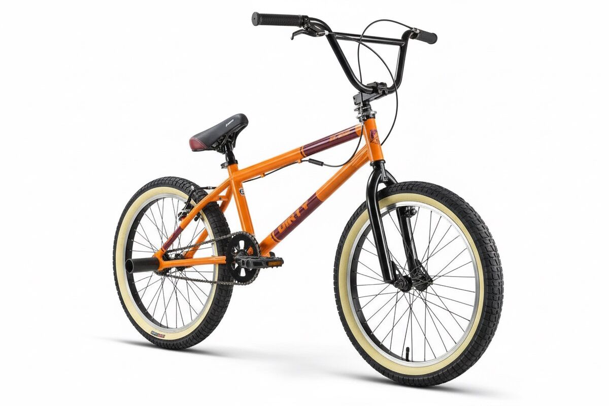 BMX 20 Arena Freestyle naranja con llantas de aluminio, rotor 360º y posapiés de trucos.