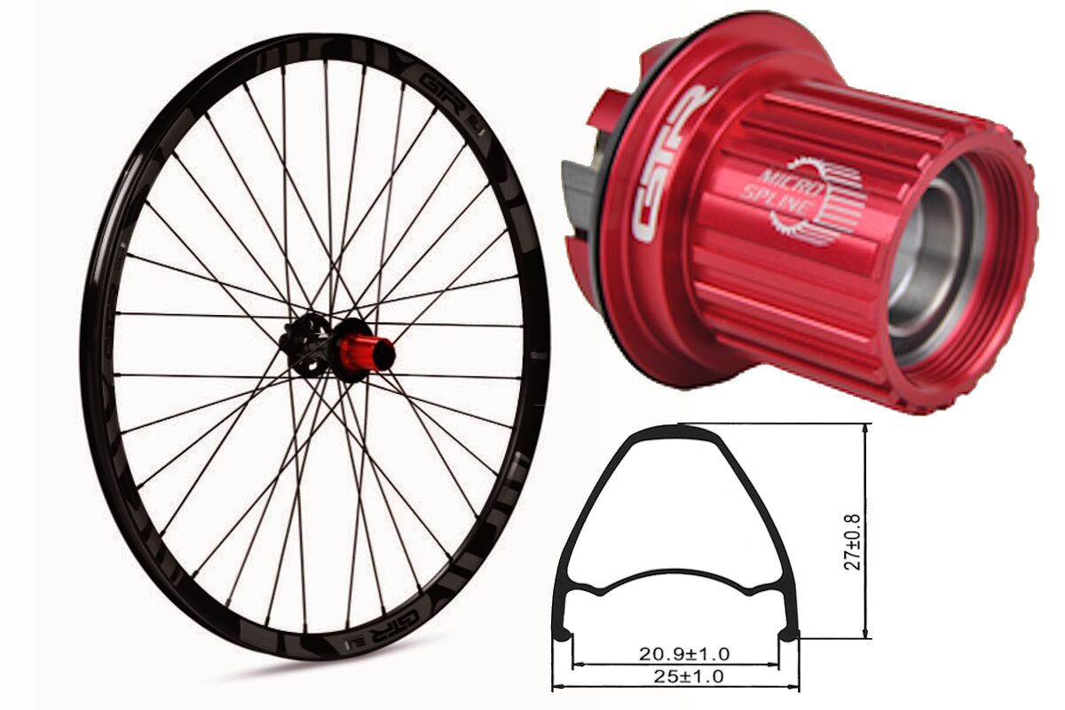 Rueda trasera aluminio MTB GTR SL20 27,5" Gris Disc Center Lock Boost Shimano MS