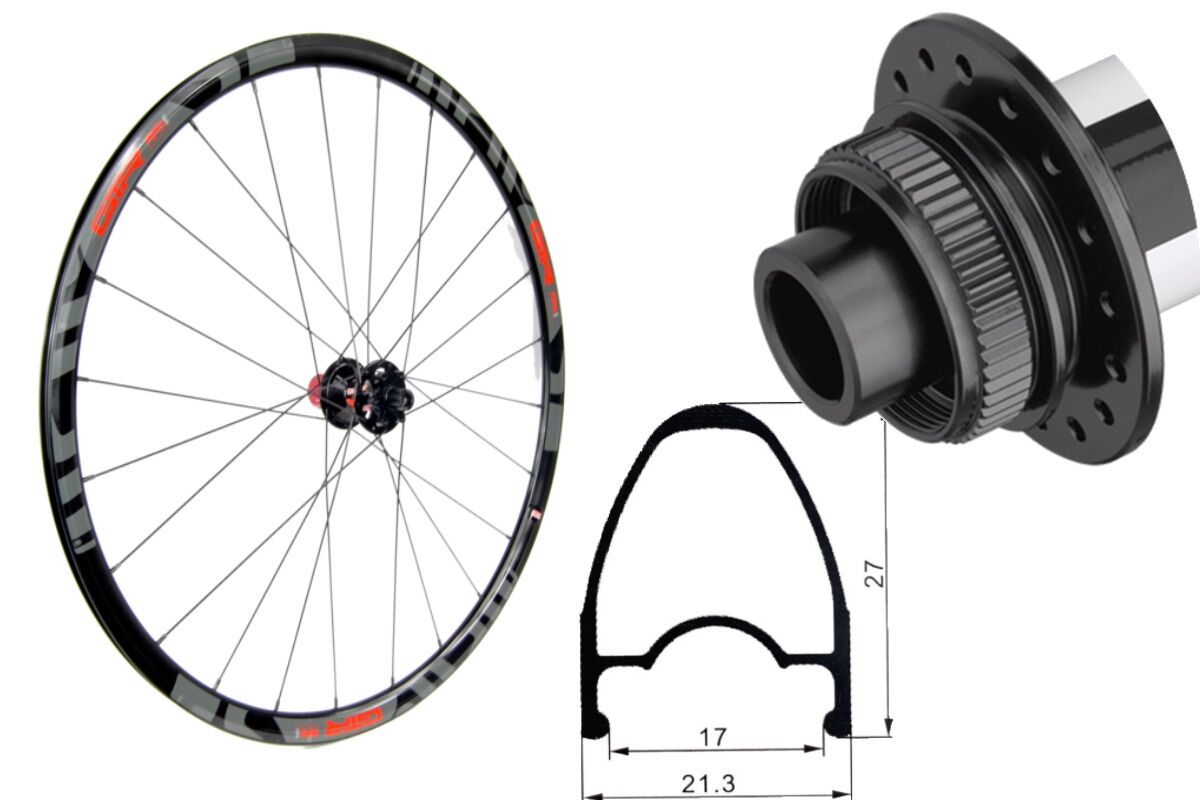 Rueda trasera aluminio carretera GTR RR17 Rojo Disc Center Lock Shimano