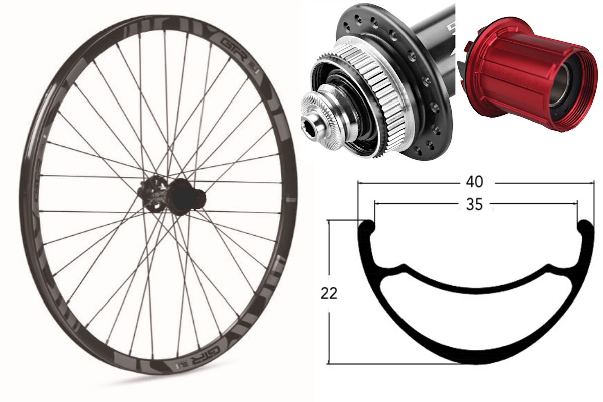 Rueda trasera aluminio MTB GTR SL35 29" Gris Disc Center Lock Boost Shimano