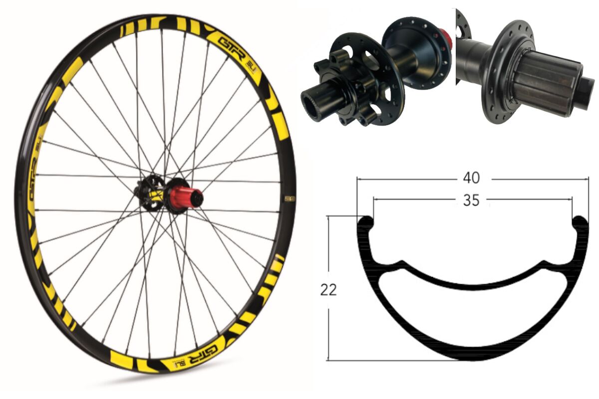 Rueda trasera Reforzada para E-MTB GTR SL35 27,5" Amarillo Disc 6 Tornillos Boost Shimano