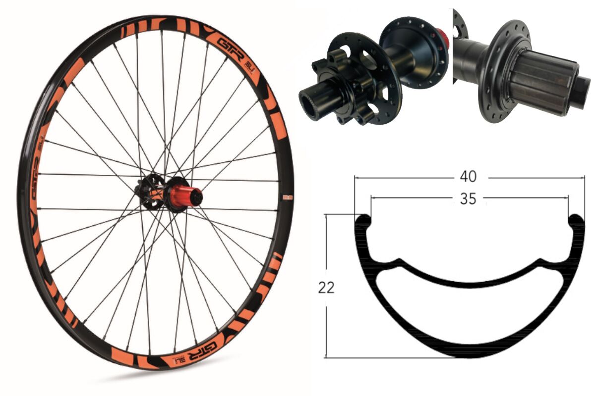 Rueda trasera Reforzada para E-MTB GTR SL35 29" Naranja Disc 6 Tornillos Boost Shimano