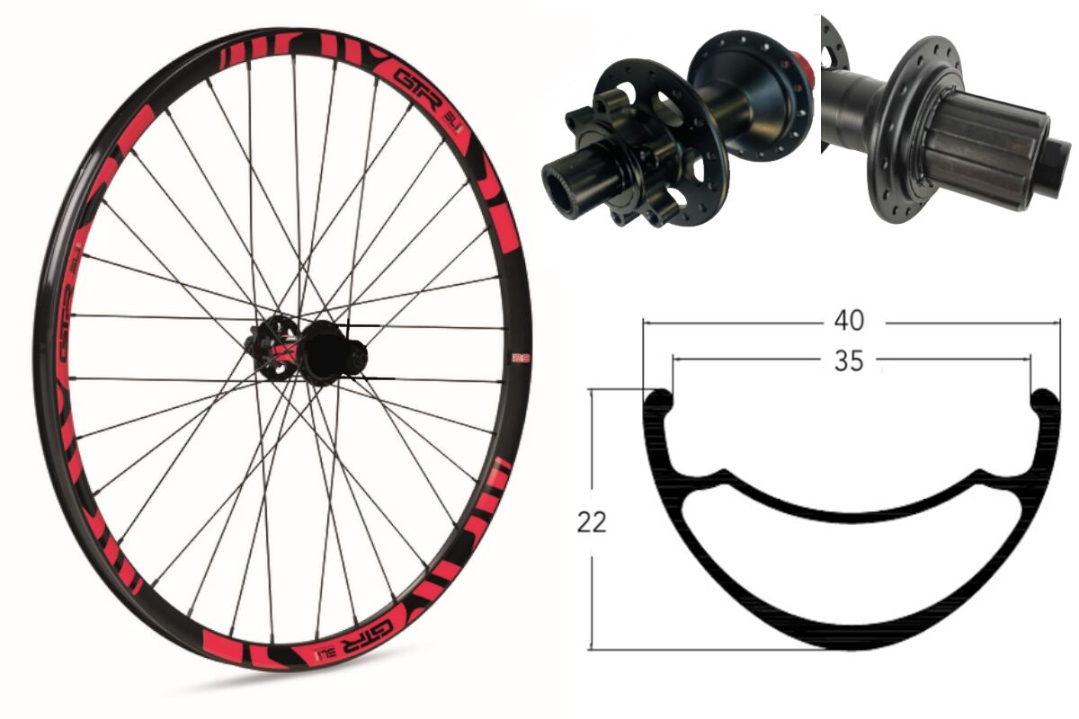 Rueda trasera Reforzada para E-MTB GTR SL35 29" Rojo Disc 6 Tornillos Boost Shimano