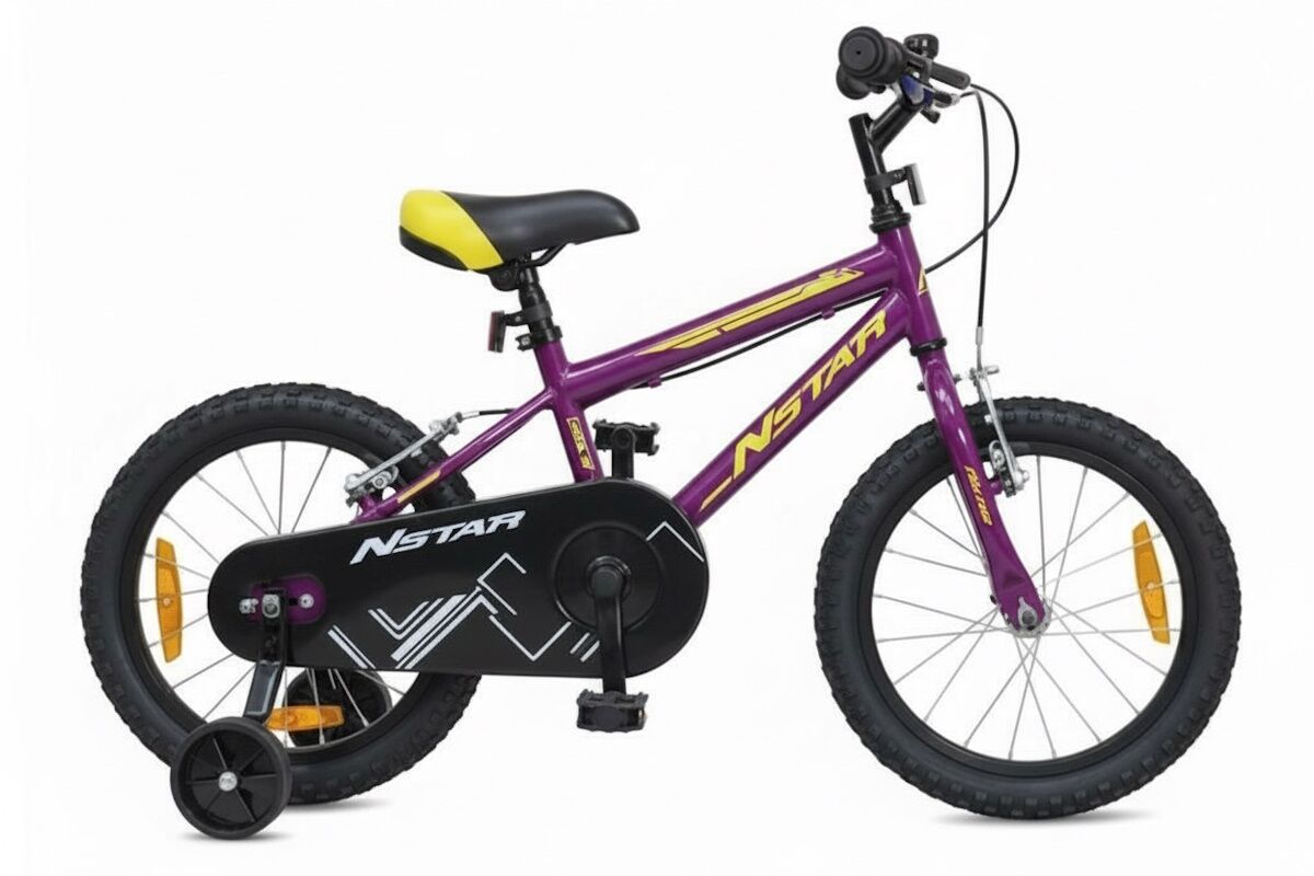 New Star 16" – Bici infantil con V‑Brake aluminio, estabilizadores y cubrecadena