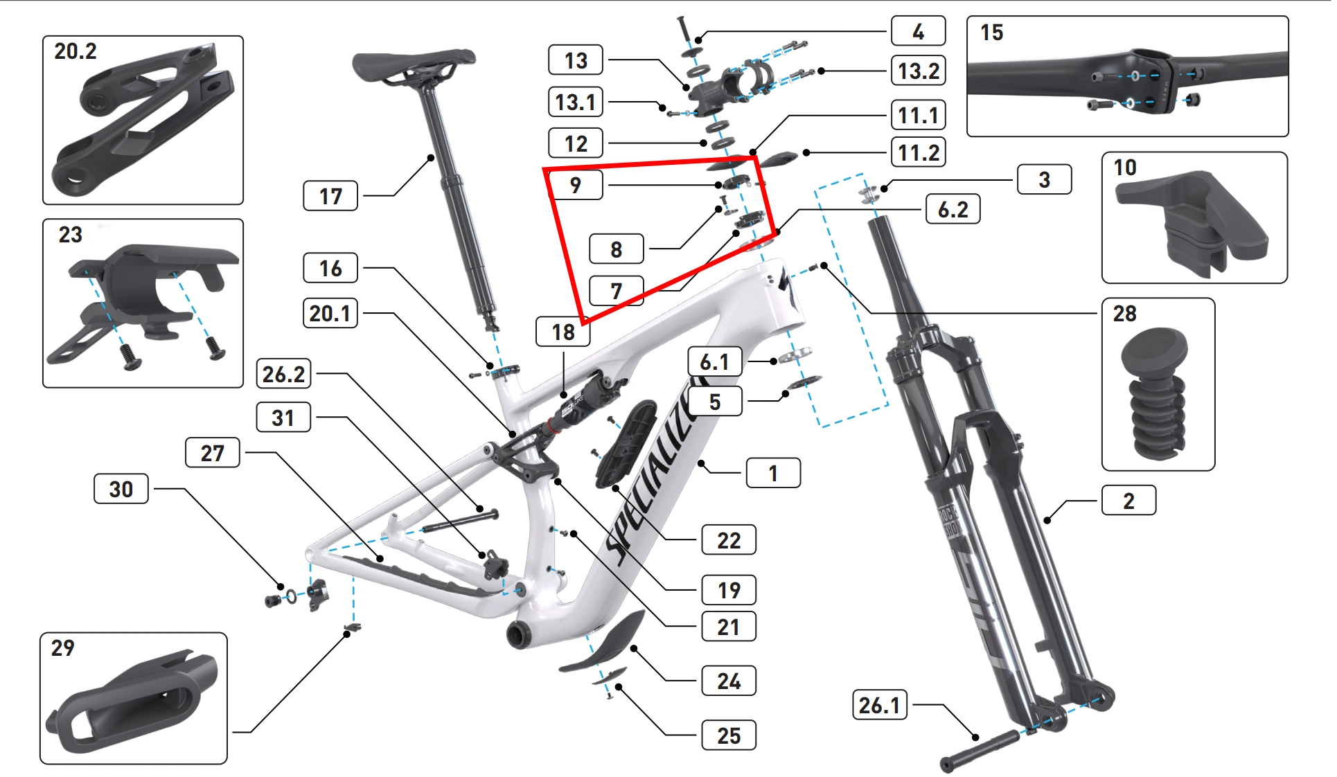 Castle Block Specialized S252500003 tope de dirección integrado XC Epic - Imagen 3