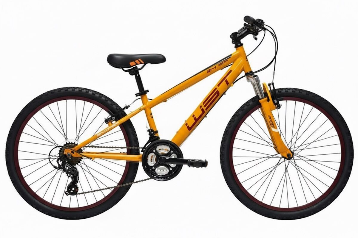 Bicicleta juvenil MTB 24" con horquilla de suspensión, Shimano TX35, mandos ST‑EF51 7V y V‑Brake aluminio. Ruedas WST con cierre rápido