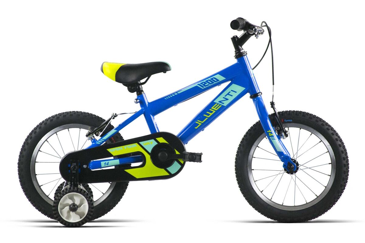 Bicicleta mtb infantil JL Wenti 12 pulgadas, acero ultraligero, barra alta o baja, frenos V-brake, color azul