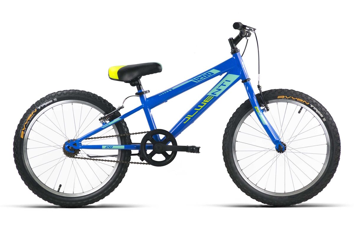 Bicicleta infantil JL Wenti 20 pulgadas, acero ultraligero, barra alta estilo MTB o barra baja estilo paseo, 1 velocidad. Color azul