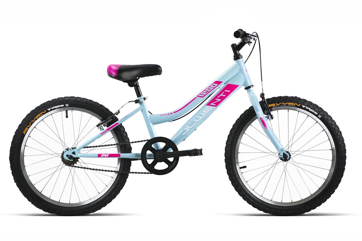 Bicicleta infantil JL Wenti 20 pulgadas, acero ultraligero, barra alta estilo MTB o barra baja estilo paseo, 1 velocidad. Color celeste