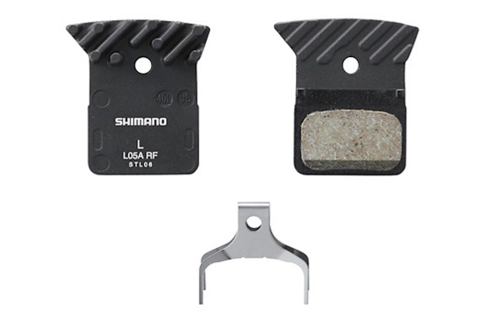 Pastillas de freno de resina Shimano L05A-RF con aleta y muelle - Imagen 2