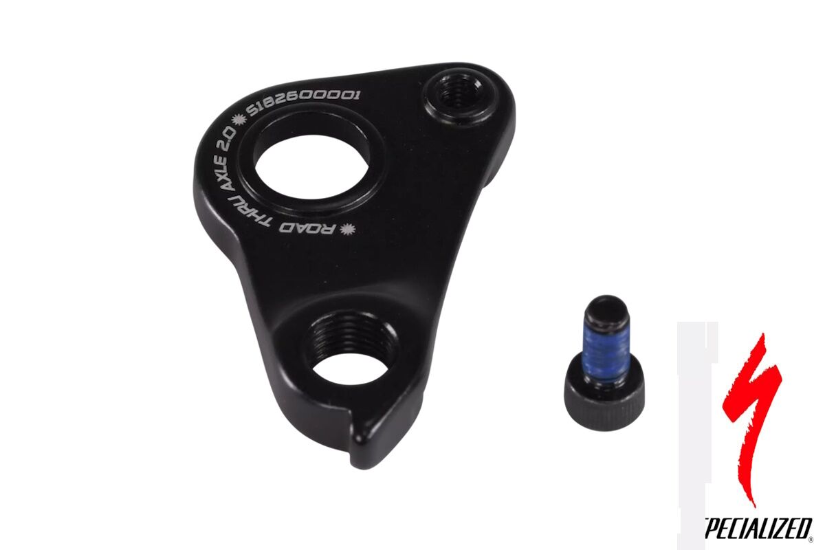 Patilla de cambio de eje pasante S182600001 Specialized original, compatible con cambios traseros de todas las marcas, acabado anodizado negro.