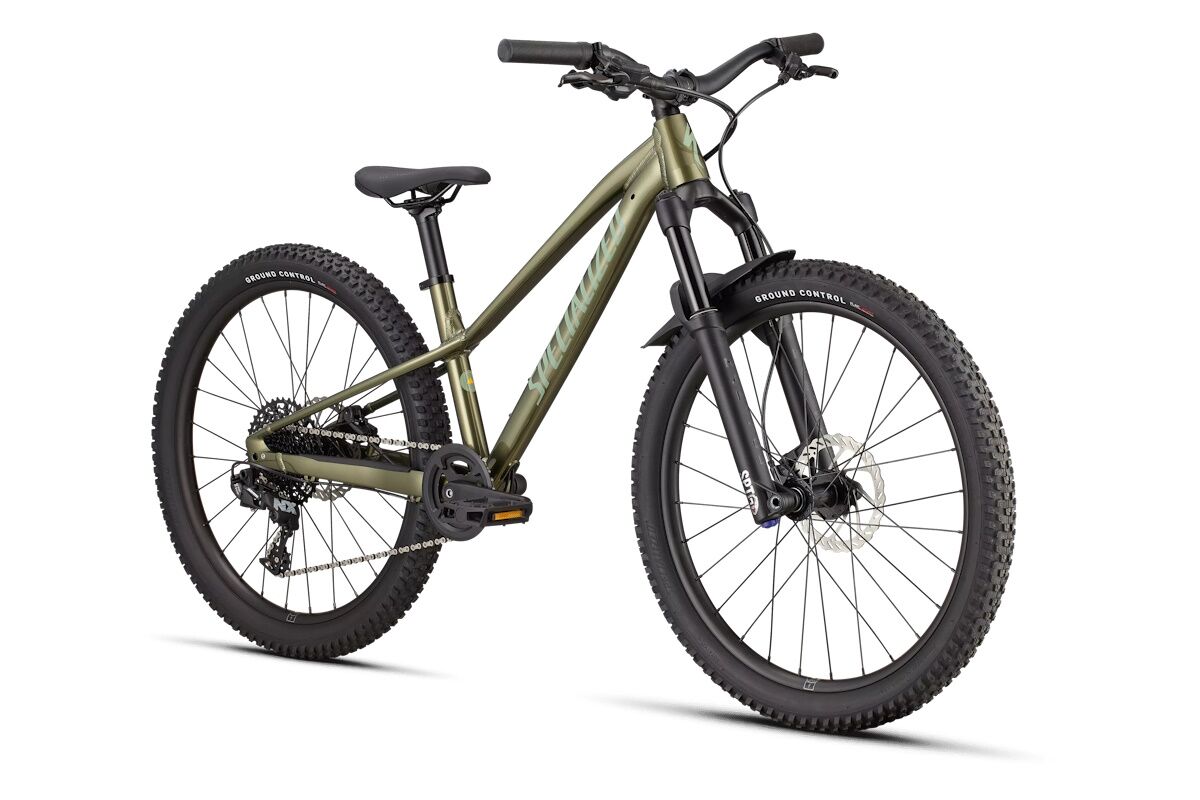 Specialized Riprock Comp 24 INT 2026, MTB infantil marca premium, horquilla Manitou 100 mm, frenos hidráulicos, cubiertas Ground Control 24x2.35, cableado interno.