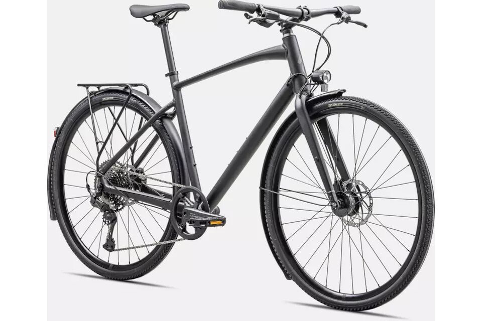 Specialized Sirrus X 3.0 EQ – Híbrida equipada para commuting y caminos con Shimano CUES 1x11 (11–50), buje dinamo, luces, guardabarros DRYTECH y portabultos Racktime - Imagen 3