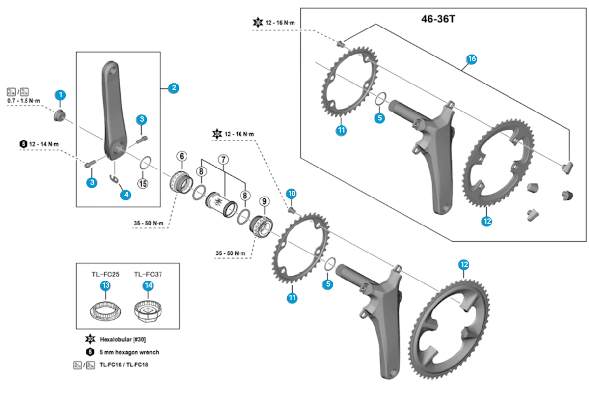 Bielas con potenciómetro Shimano Dura-Ace FC-R9200-P 12 velocidades sin platos - Imagen 2