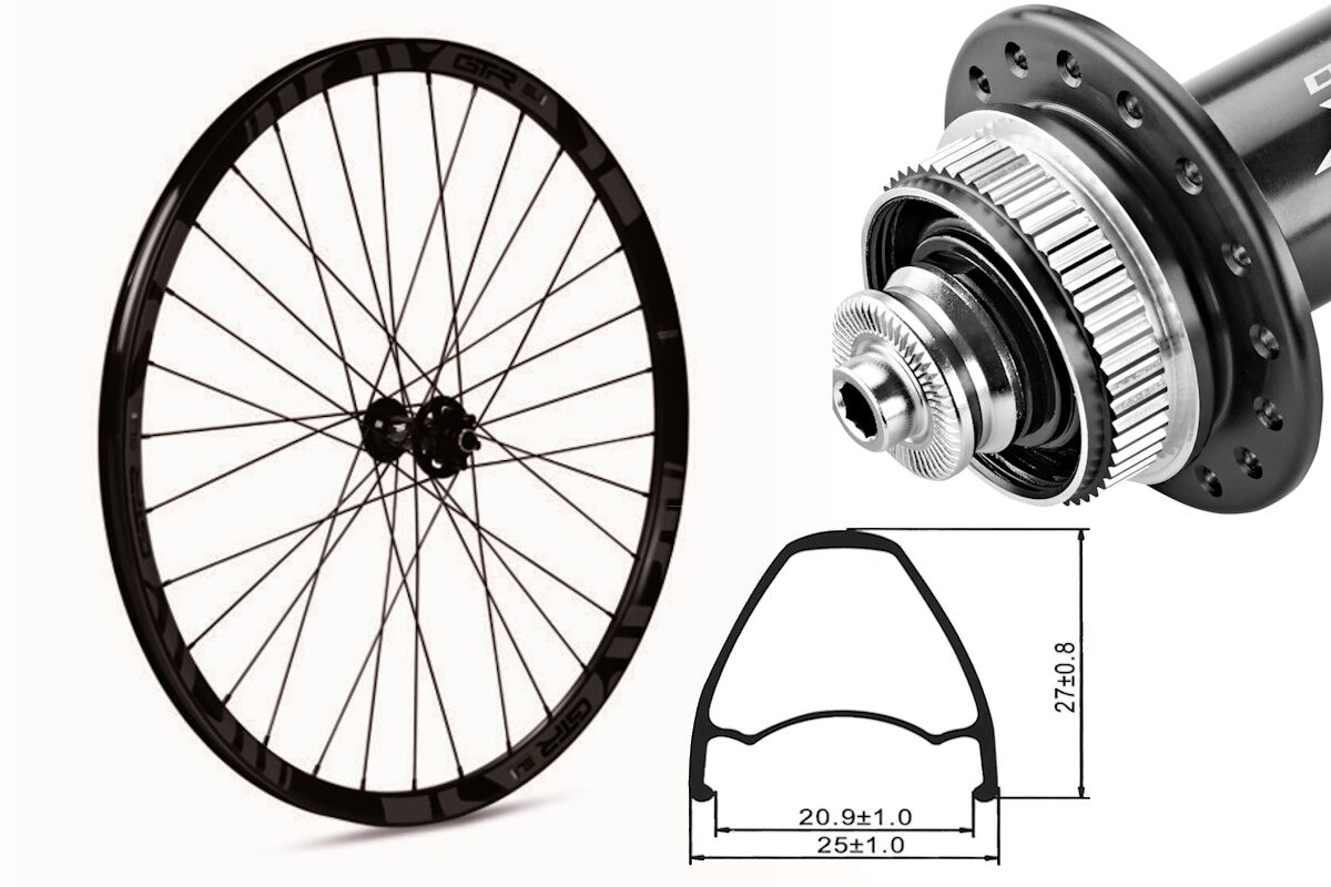 Rueda delantera aluminio MTB GTR SL20 27,5" Gris Disc Center Lock Boost