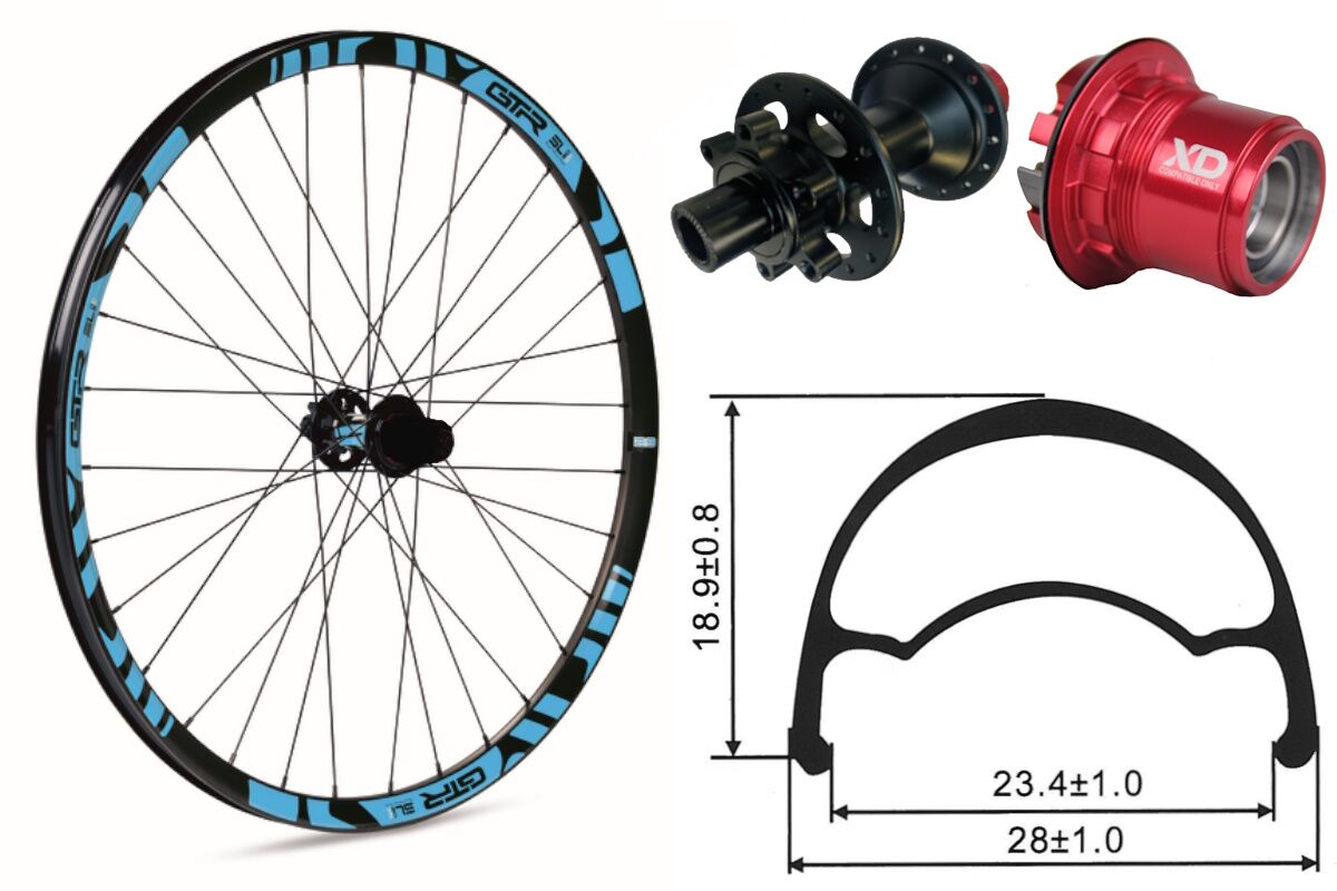 Rueda trasera aluminio MTB GTR SL23 27,5" Azul Disc 6 Tornillos Boost Sram XD