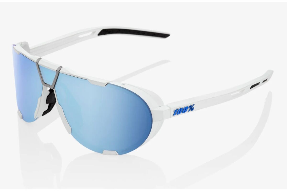 Gafas ciclismo 100% - WESTCRAFT - Soft Tact White - Hiper Blue Multilayer Mirror Lens